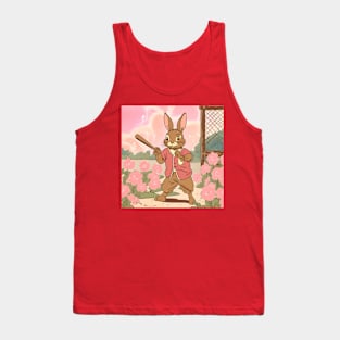 Baseball Rabbit in the Pink Field Baseball Player Habit Tank Top